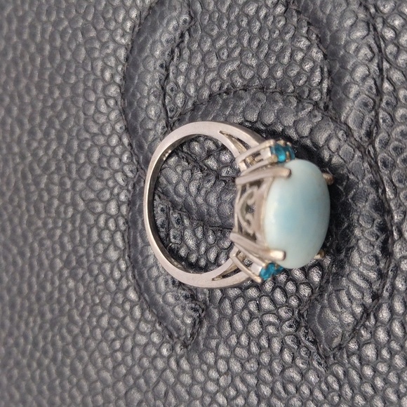 STERLING SILVER AQUAMARINE BLUE TOPAZ VINTAGE RING SIZE 6.5 - Picture 7 of 10